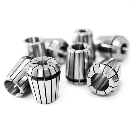 14pc ER20 Spring Collet Set For CNC Milling Lathe And Engraving, One Sixteenth To One Half Inch Sizes, displayed in stainless steel.