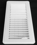 Floor Register With Louvered Design And Damper Lever White 14 by 6 Inch Duct Opening Outer Frame 15.5 by 7.5 Inch