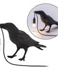 Cool Crow Table Lamp With Resin Bird Design, cozy desk or wall sconce light, includes LED bulb, E12 base, 110V, black finish.