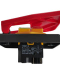 Red Cover Emergency Stop Push Button Switch 16A with Power Off and Undervoltage Protection, side view, four pin connections