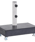 Black Granite Umbrella Base For Outdoor Patio, Sturdy Parasol Stand 45x25x8 Cm, Heavy Duty And Weatherproof with wheels