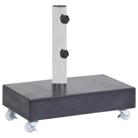 Black Granite Umbrella Base For Outdoor Patio, Sturdy Parasol Stand 45x25x8 Cm, Heavy Duty And Weatherproof with wheels