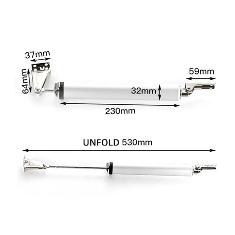 Gas Spring Automatic Door Closer With Soft Close Adjustable Buffer Force Overhead Door Closer dimensions viewed