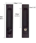 Hidden Pocket Door Lock Hardware With Keys, Recessed Matte Black Door Handle For Sliding Pocket Doors, Zinc Alloy Construction