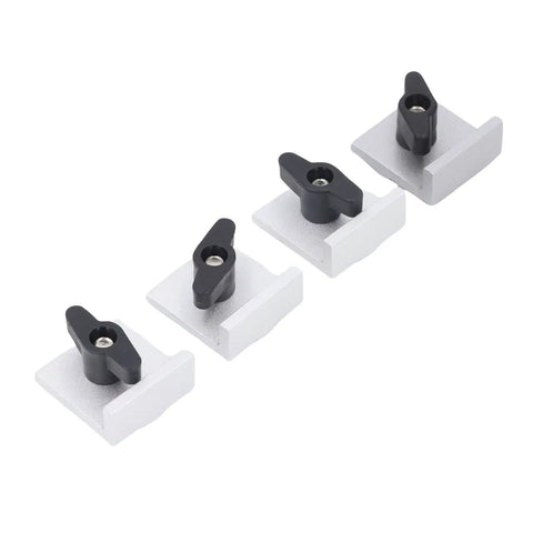 4 Piece Aluminum T Track Stop Block Kit With Bidirectional Design And Low Profile For Woodworking, Sanding, Routing, And Clamping Setup