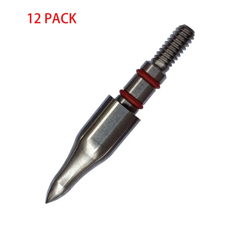 Pro Grade Archery Field Points 5/16 Inch 125 Grain Stainless Steel Screw-In Tips Set Of 12 close-up view of field point tip