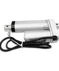 Aflle Racing 2-inch stroke 12V electric linear actuator, silver aluminum with wiring.
