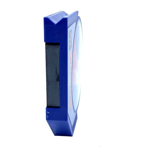 No Sweat Magnetic Angle Finder With Dial Pitch And Slope Gauge, V Grooved Ceramic Magnet Base side view, compact layout tool