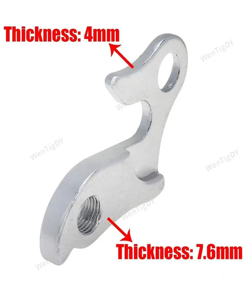 Beefy Universal Rear Derailleur Hanger for Bikes Frame Tail Hook 2.53 by 1.66 Inches, Aluminum Alloy Silver Finish, M9 or M10 Thread
