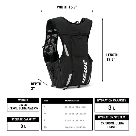 Pace Running Vest Hydration Pack With 2 UltraFlasks 8L Trail Backpack For Men And Women Red Medium Front And Rear Access