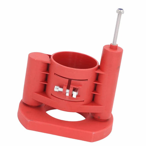 Precision Woodworking Router Lift Base With 46Mm Adjustable Height features red ABS housing for secure attachment to 63 to 65Mm motors.
