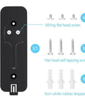 Black Doorbell Back Plate Replacement For Video Doorbell Mounting Systems Kit with screws and stoppers on white background
