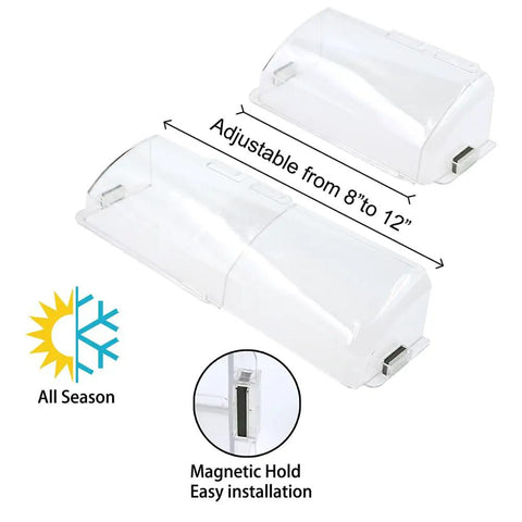 Unbreakable Air Deflector Built to Last 8 to 12 Inch Adjustable Heat and Air Deflector with Magnetic Mount shown extended and folded