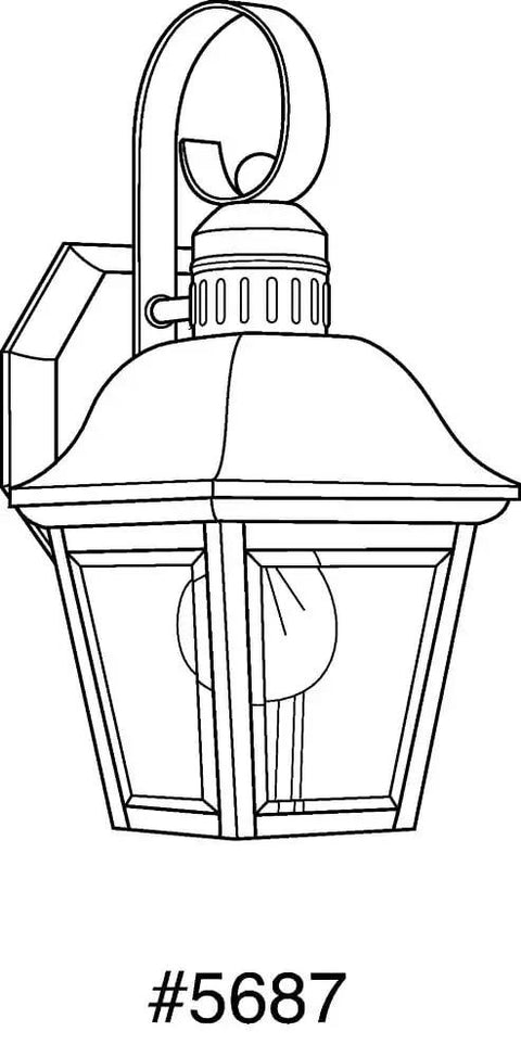Line drawing of One Light Clear Beveled Glass Farmhouse Outdoor Wall Lantern In Antique Bronze, with classic arch and clear glass.