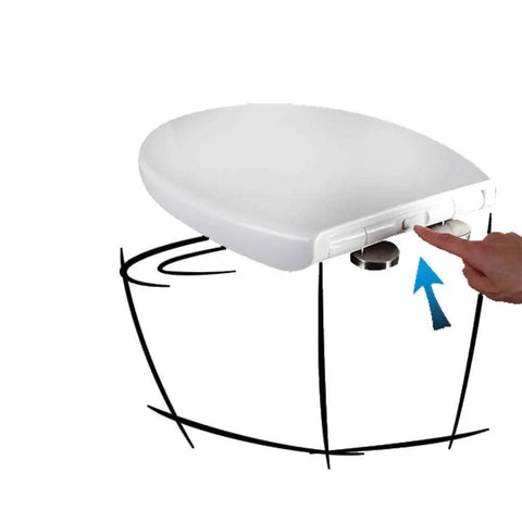 Heavy Duty Toilet Seat With Lid And Slow Close Mechanism For Standard Bowls, showing sleek white resin and quick release hinge.