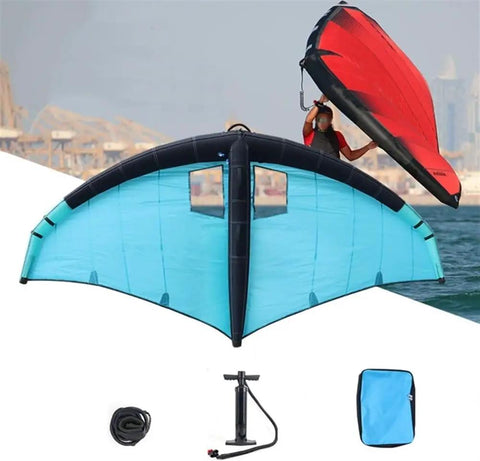 Handheld Inflatable Wing For Wing Foiling And Kitesurfing, Durable Polyester Surf Kite With Storage Bag, Dual Airbag Design