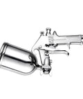 Pneumatic Paint Spray Gun With Huge 400ml Pot For Auto Body Shops And Car Care high-capacity air tool in silver finish.