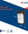 Slim 7.5 Inch LED Wall Pack Outdoor Light Fixture For Buildings with clear glass lens