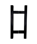 Heavy Duty H Shape Ladder Door Handle For Shower Glass Doors Slick Matte Black Finish six inch stainless steel pull from the front.