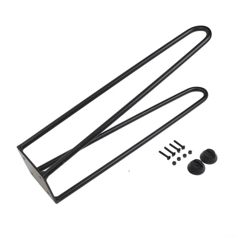 Heavy Duty Foldable Metal Table Legs With Rubber Feet For DIY Coffee Tables Desks And Nightstands Built Tough Iron Industrial Modern Style One Pack 16 Inch Supports Up To 300 Lb shown with screws and rubber feet