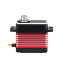 Bad Boy High Voltage Rc Servo With Waterproof Cnc Aluminum Body And Heavy Duty Steel Gears, side view showcasing red and black design.