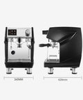 Game Changer On The Counter With This Silver Espresso Coffee Machine Pushing Bold Shots And Velvety Milk Froth With Zero Drama Using Rapid Heat System For Smooth Cappuccinos Anytime, showing dimension measurements.