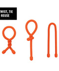 Gear Tie 3 Inch Reusable Rubber Twist Tie for Cord and Cable Organization Flexible Bendable Wire with Strong Rubber Grip shown in orange