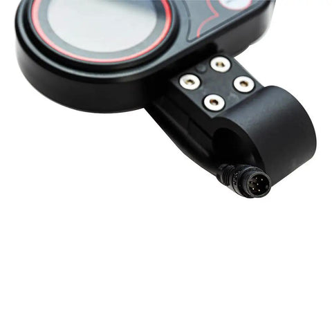 Close-up of TF100 LCD Ebike Thumb Throttle Controller 6 Pin 5 Pin 2 In 1 with connector and waterproof display for scooters.
