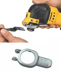 Heavy Duty Replacement Clamp Lever Built Tough For DEWALT Oscillating Multi Tools DCS355B DCS356B in hand with cutting blade.