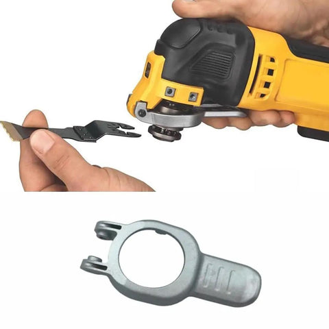 Heavy Duty Replacement Clamp Lever Built Tough For DEWALT Oscillating Multi Tools DCS355B DCS356B in hand with cutting blade.