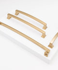 Three Champagne Bronze Cabinet Handles 2 Pack 3 Inch 76mm Gold Kitchen Cabinet Pulls on white board