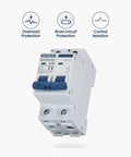 Dc Miniature Circuit Breaker 2 Pole 600V 20 Amp Isolator for Solar PV System With Heavy Duty Thermal Magnetic Trip And Arc Extinguishing DC Disconnect Switch DIN Rail Mount C20