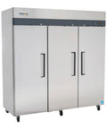 Hella Spacious Three Door Reach In Refrigerator Loaded With Seventy Two Cubic Feet Of Chilling Capacity For Commercial Kitchens.