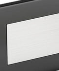 Close-up of the Six Pack Magnetic Cabinet Locks Self Adhesive For Quiet No Noise Furniture Closure Flush Mount Design Keeps Cabinets And Drawers Closed Kid Safe Easy To Install Heavy Duty Magnetic Hold For Home Kitchen And Office, showing rectangular metal lock on black background.