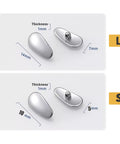 Premium Screw On Titanium Glasses Nose Pads No Sweat Anti Slip Bridge Piece That Absolutely Stays Put Ergonomic Shape Keeps Frames Snug All Day Silver Two Pack L and S size with measurements shown.