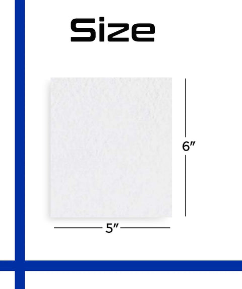 White disposable isopropyl alcohol wipe, 6 by 5 inches.
