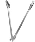 Two Step 90 Degree To 180 Degree Metal Roof Standing Seam Bending Tool With 24 Inch Extended Ergonomic Grip in silver