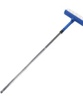 Adjustable 10 Inch Paint Roller Kit With Slick Telescopic Pole For No Sweat Ceiling And Wall Painting Rotating Handle Eases Wrist Strain For Quick Furniture Refreshes On The Regular - Stainless steel pole and blue roller.