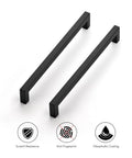 18 Pack 8-4/5 Inch Square Cabinet Handles Matte Black Pulls For Drawers Cabinets And Cupboards Center To Center 224mm Stainless Steel