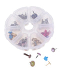 110 PCS Colorful Metal Brads Fasteners For Scrapbooking And Cardmaking, DIY Craft Decoration Kit With Split Pins in clear container