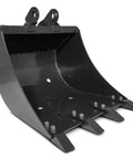 24 Inch Front And Backhoe Bucket With Hydraulic Tilt, Beefy Carbon Steel Teeth, Excavator Attachment Side View