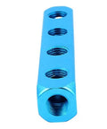 Inline Pneumatic Manifold Block With 7 Ports And 4 Way 1/4BSP Thread Aluminum Blue Finish Ideal For Air Systems And Compressed Air Lines