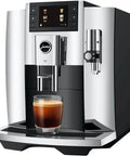 Level Up Your Daily Grind With This Sleek Chrome Automatic Coffee Machine Boasting One Touch Operation Built In Grinder And Rich Foam Frother For A Real Deal Barista Experience Certified Refurbished, chrome coffee machine with espresso serving.