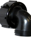 Swivel Drain Connector 90 Degree Adapter For One And One Half Inch To Three Quarter Inch Lines Black RV Grey Water Tank Fitting close-up