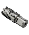 Angled side view of OSCARBIDE 7/8-inch annular cutter with 3/4-inch Weldon shank for magnetic drill press
