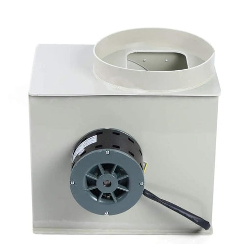 Rock Solid Centrifugal Blower With Kickin 2300 Cubic Meter Hour Airflow 300 Watt Motor And 3 Speed Adjustable Ventilation Fan for Lab smoke and fume extraction, showing rear motor view.