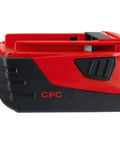 Side view of B 22 5 2 Li Ion Battery Pack for Cordless Tools Red Beefy Power Pro Grade Battery Life Long Lasting Charge