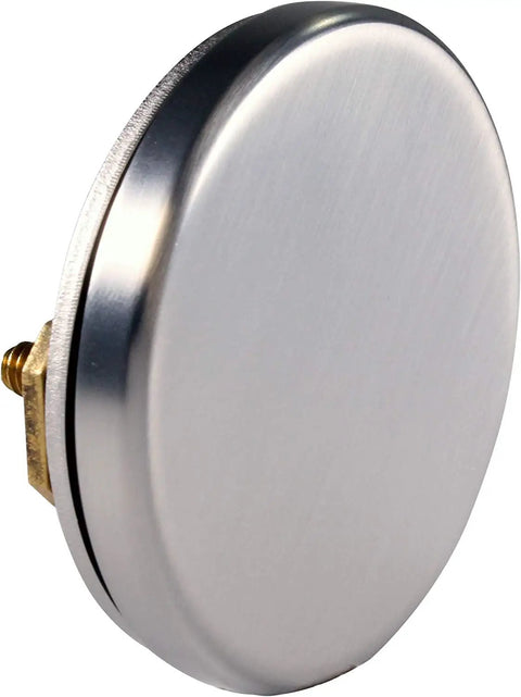 24 Inch Direct Outlet Tub Waste And Overflow Kit With Ball Joint Alignment and Extended Tiptoe Push Button Drain slick satin nickel coated drain cover.