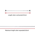 Two Pack Sliding Glass Door Security Bar Adjustable White Extends 27 To 43 Inches showing length contraction and expansion.