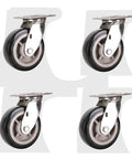Heavy Duty 304 Stainless Steel Caster Wheels With Thick Base Plate, set of four, suitable for smooth gliding flat carts.
